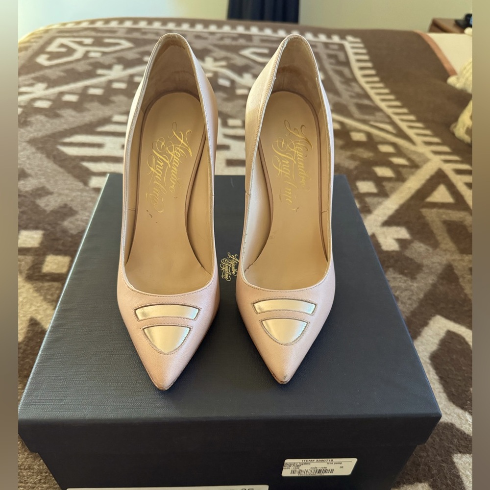 NIB Alejandro Ingelmo Nude and Rose Gold Classic Sexy Tron Pump 36